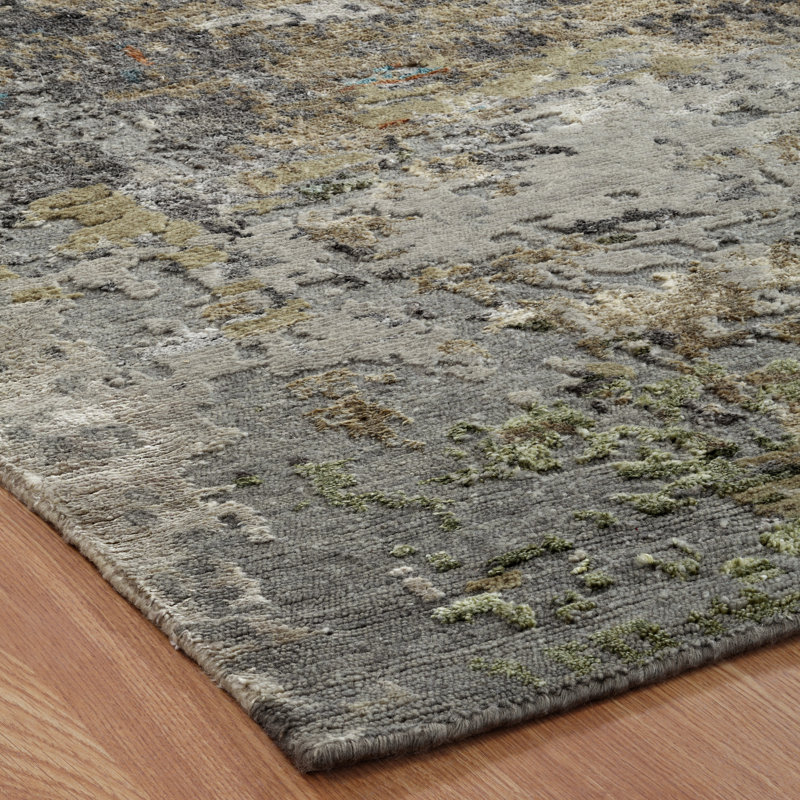 Hand Knotted Area Rug in Gray, Rectangle 3' x 5'