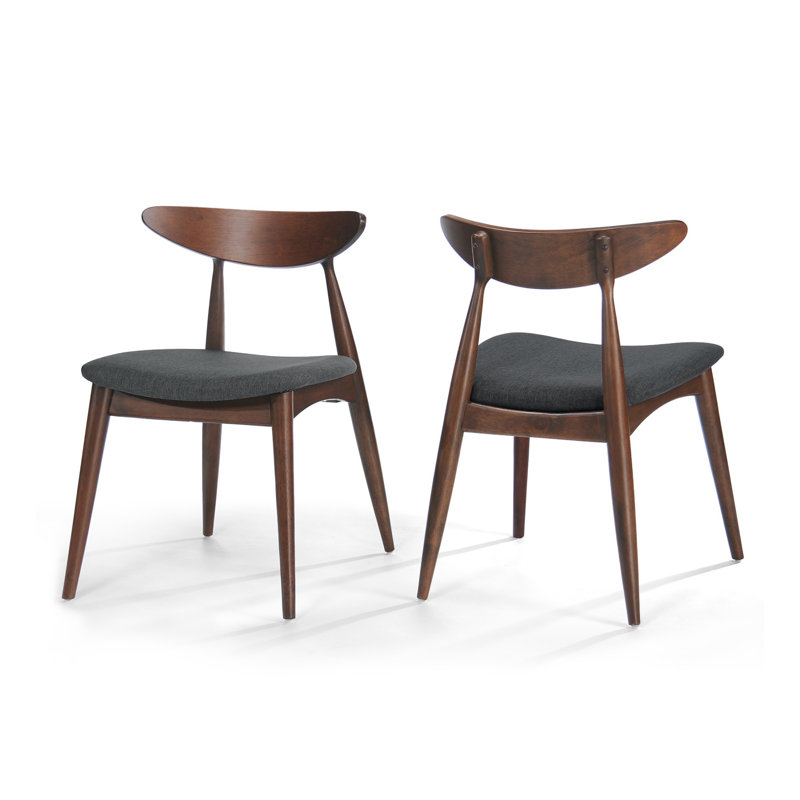 Chaise de salle à manger rétro, Noyer foncé, Gris anthracite foncé