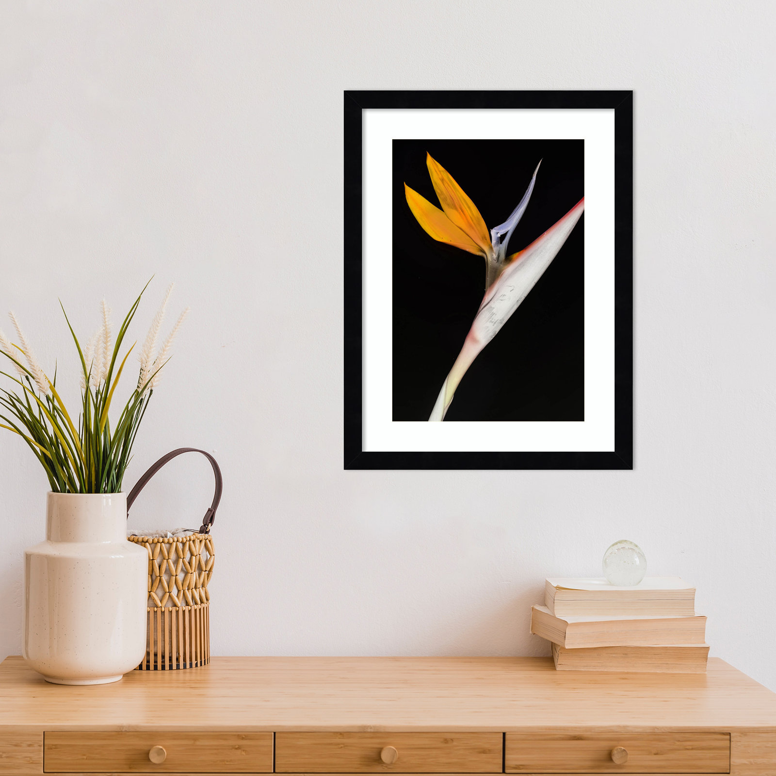 Olcott "Bird of Paradise" Print, Black, 17" H x 13" W