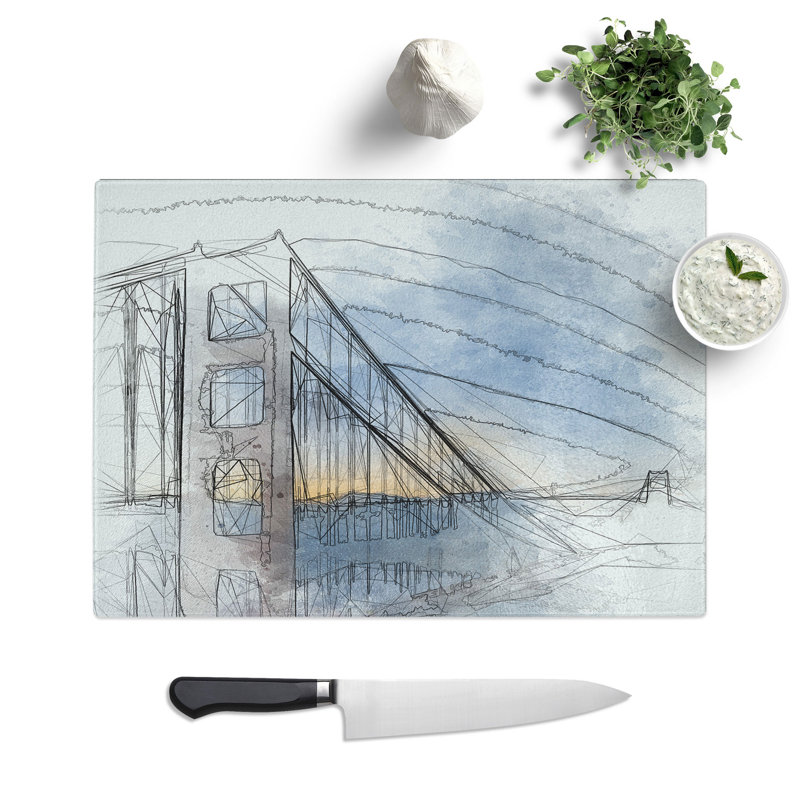 Tempered Glass Mist over the Golden Gate Bridge Chopping Board, 28.5 cm x 39 cm
