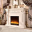 Foyer électrique ivoire blanc avec décoration et chauffage-108191632-119603336