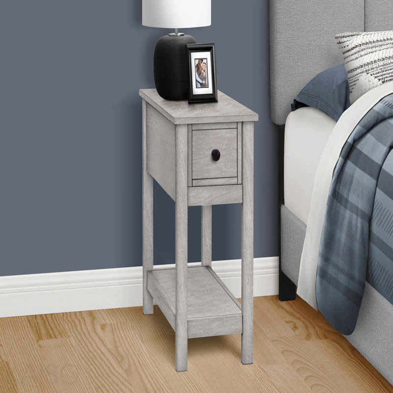 Table de bout transitionnelle à 2 niveaux avec placage gris