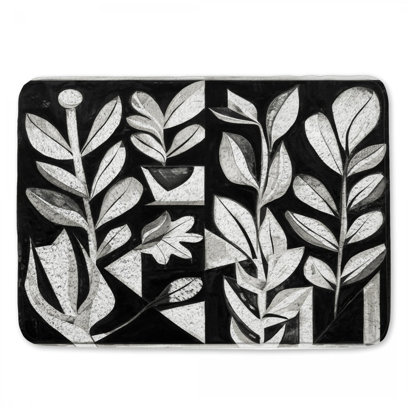 Tapis de bain noir et blanc, L 24 po x L 17 po