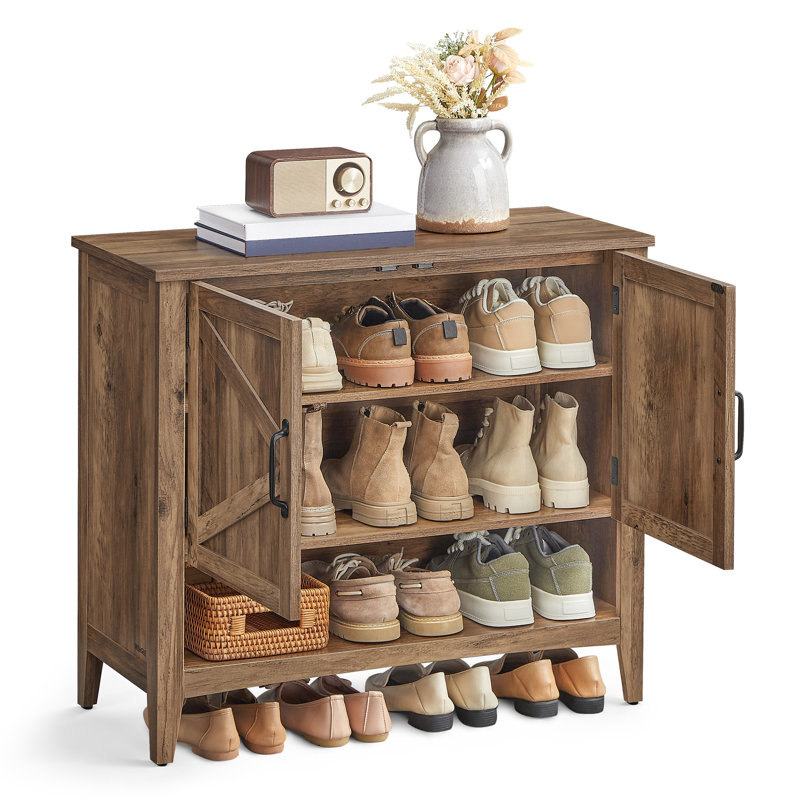 16 Pair Shoe Storage, Honey Brown