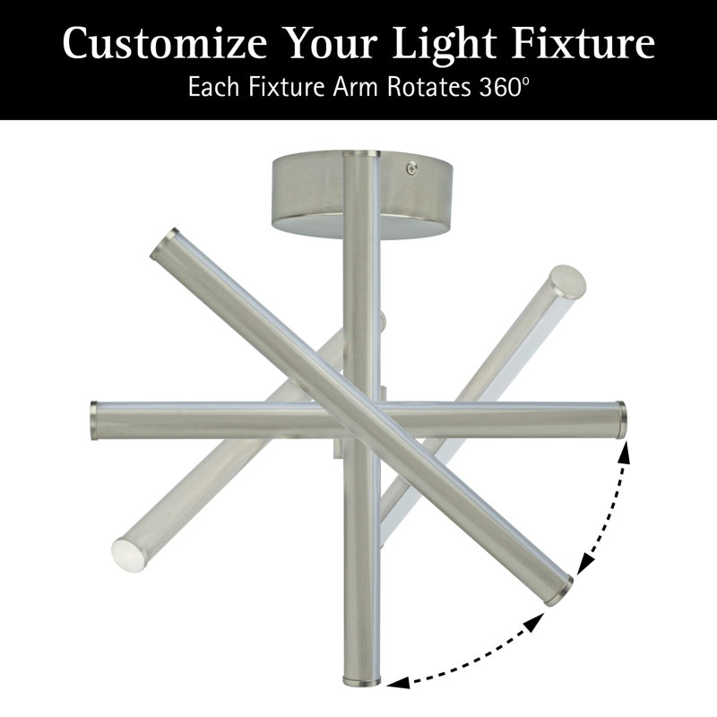 Free Form LED Ceiling Light Fixture - Dimmable & Customizable, Semi-Flush Mount Ceiling Light With Adjustable Light Bars, Energy Efficient LED Light