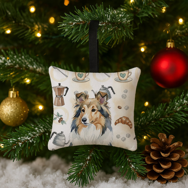 Ornement carré en tissu Sable Sheltie, Sheltie sable