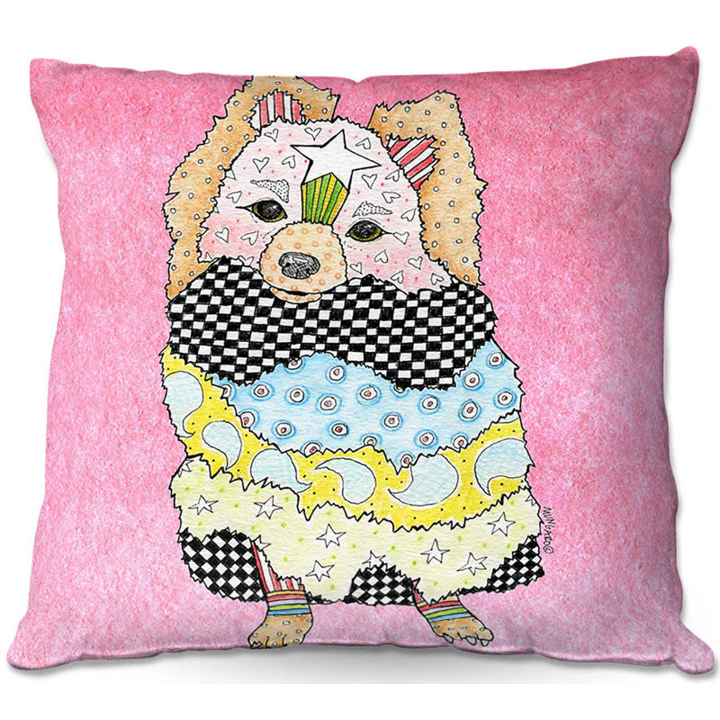  Coussin Couch Poméranien, 18 po x 18 po, Rose