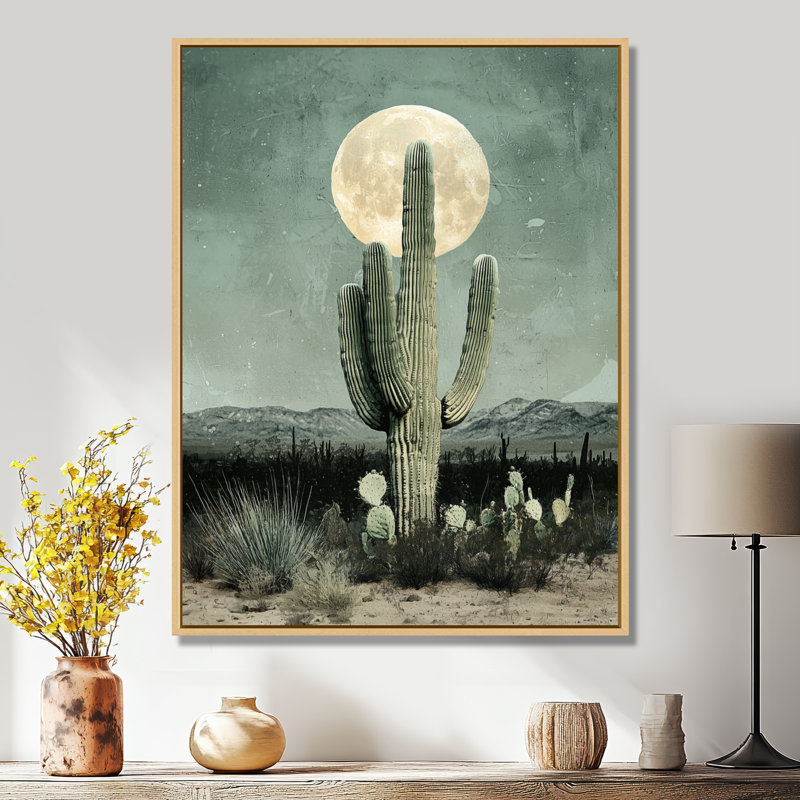 Markal Cactus In The Moonlight I - Cactus, art mural sur toile, H 40 po x l 30 po, Reproduction avec cadre flottant
