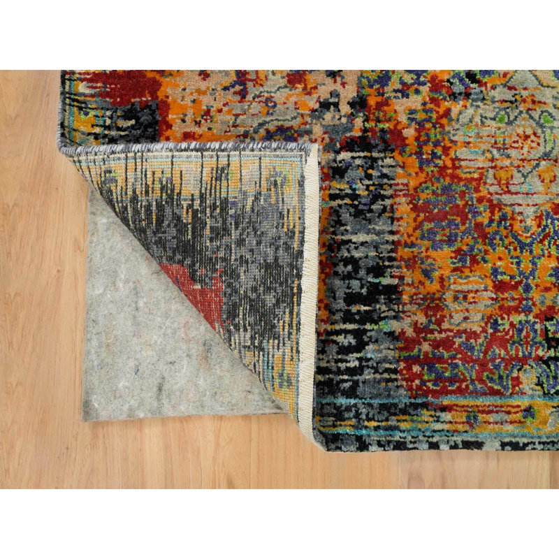 Tapis oriental orange en laine noué à la main Ghazni 4 pi 1 po x 6 pi 76EC4283E08C415DAB7B6BED19B5AA6A