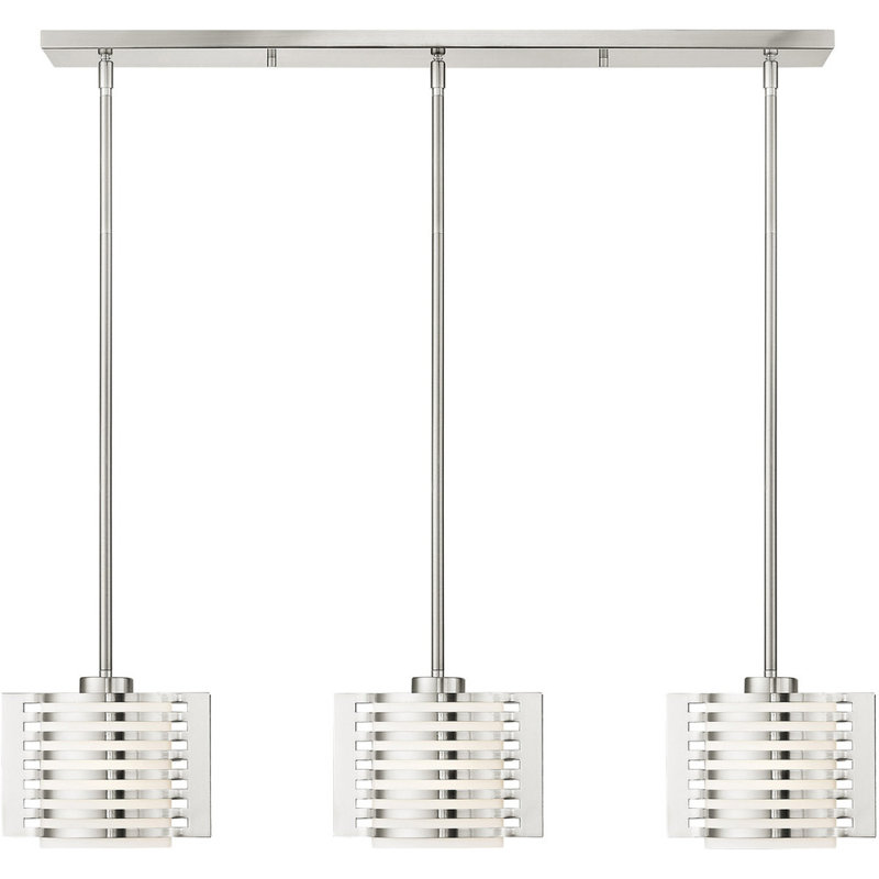 Lustre classique à 3 lumières avec abat-jour, Nickel