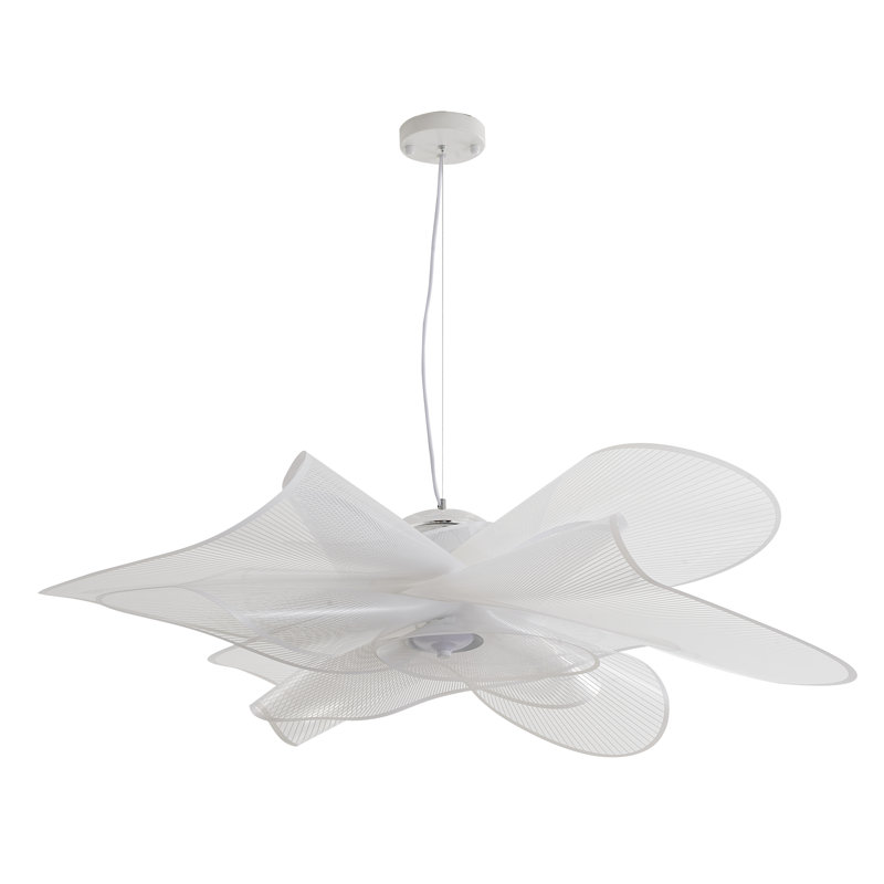 This Unique LED Chandelier Is In A White Finish. The Frame Is Made Out Of Metal, And The LED Bulb Is Integrated Into The Frame. The Adjustable Cord Link Makes This Fixture Suitable For Most Ceiling Heights.