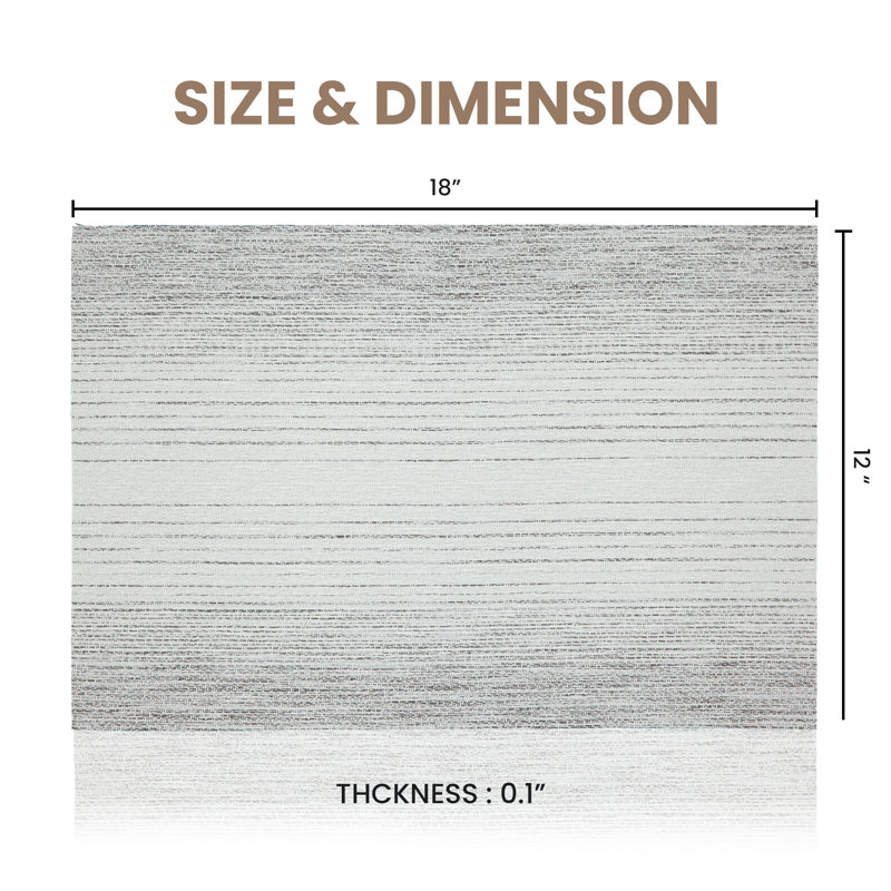 Ensemble de 6 napperons résistants à la chaleur de 12 po x 18 po Placemats, Argent argent