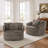 Ultra Plush Faux Rabbit Fur Oversized Swivel Barrel Chair with Three Pillows-1100356184