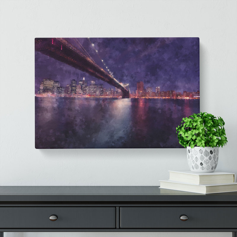 Brooklyn Bridge In New York City Painting - Wrapped Canvas, 50cm H x 76cm W x 3cm D