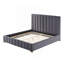 Structure de lit grand format moderne avec structure de lit grand tapissier et tête de lit avec tête de lit en tissu et lattes de bois, sommier non requis, sommier gris foncé-1101546317