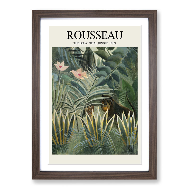 The Equatorial Jungle by Henri Rousseau - Picture Frame Painting, Walnut Framed, 48cm H x 36cm W x 2cm D