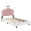 Lit simple tapissier Princess avec tête de lit en forme de couronne-1211653088