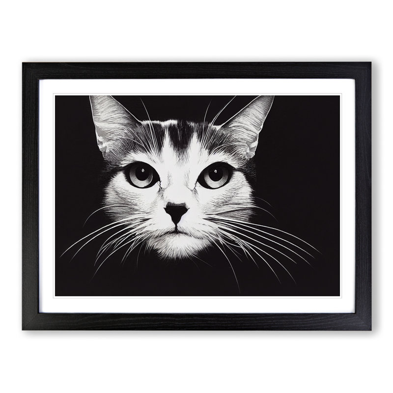 Magical Cat 1 Piece Single Picture Frame Wall Art, 34cm H x 46cm W x 2cm D, Black