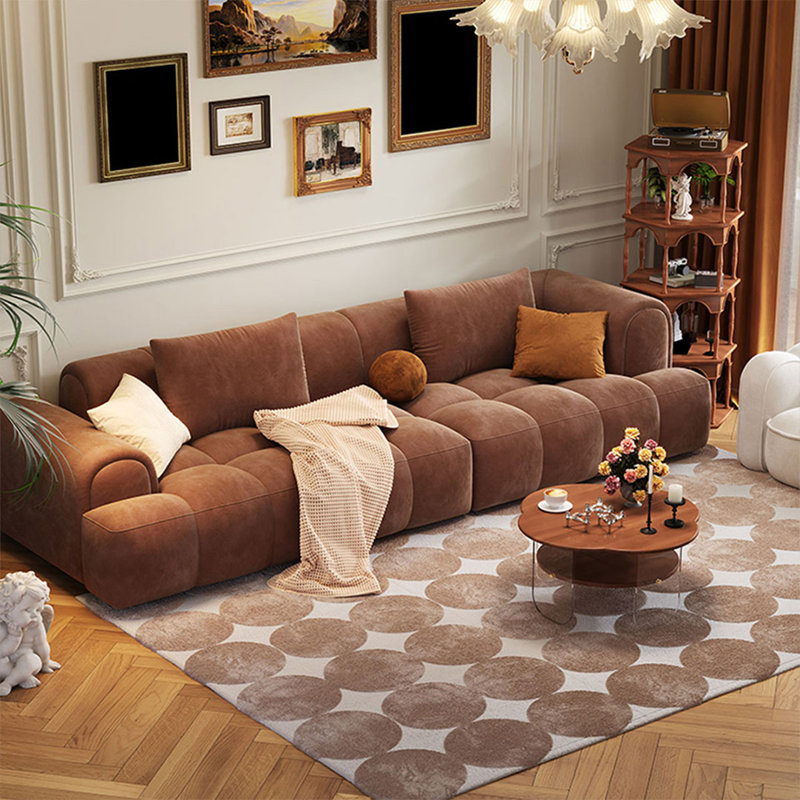 Canapé modulaire 94,49 po brun 100% polyester, 94.49"W*39.37"D*26.77"H