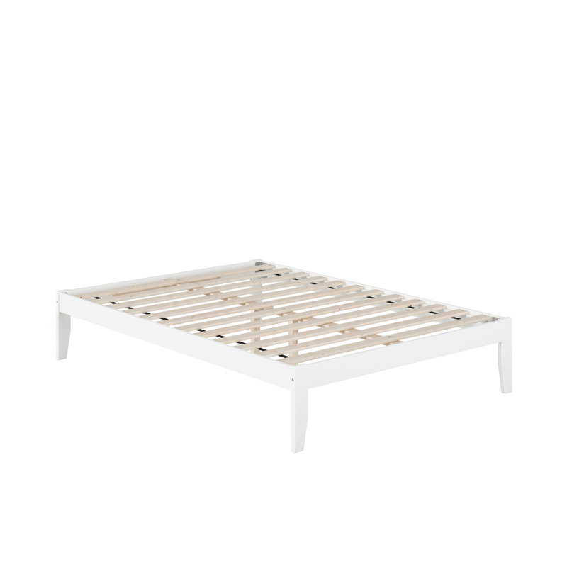 Javaunte Solid Wood Platform Standard Bed, Full, White