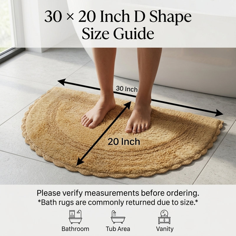 Tapis de bain demi-cercle en dentelle crochetée, Beige