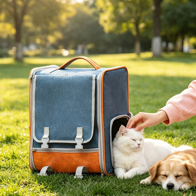 Sac à dos de transport pour animaux de compagnie personnalisable et respirant, sac de voyage à double usage à main et réglable pour l'épaule, grand sac à dos pour chien et chat avec poches latérales
