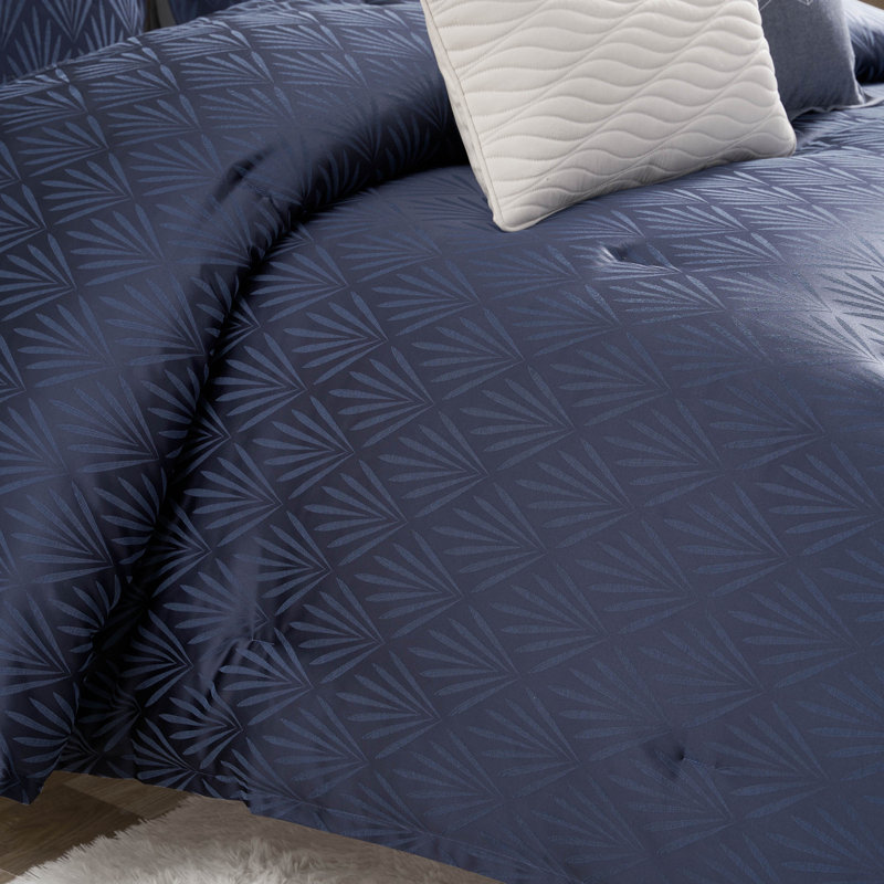 Chloe Navy 3 Piece Comforter Set, Queen Comforter + 2 Standard Shams
