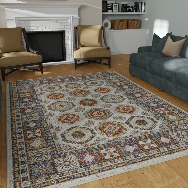 Raavi Washable Oriental Indoor Rug, Rectangle 6'7" x 9'2"