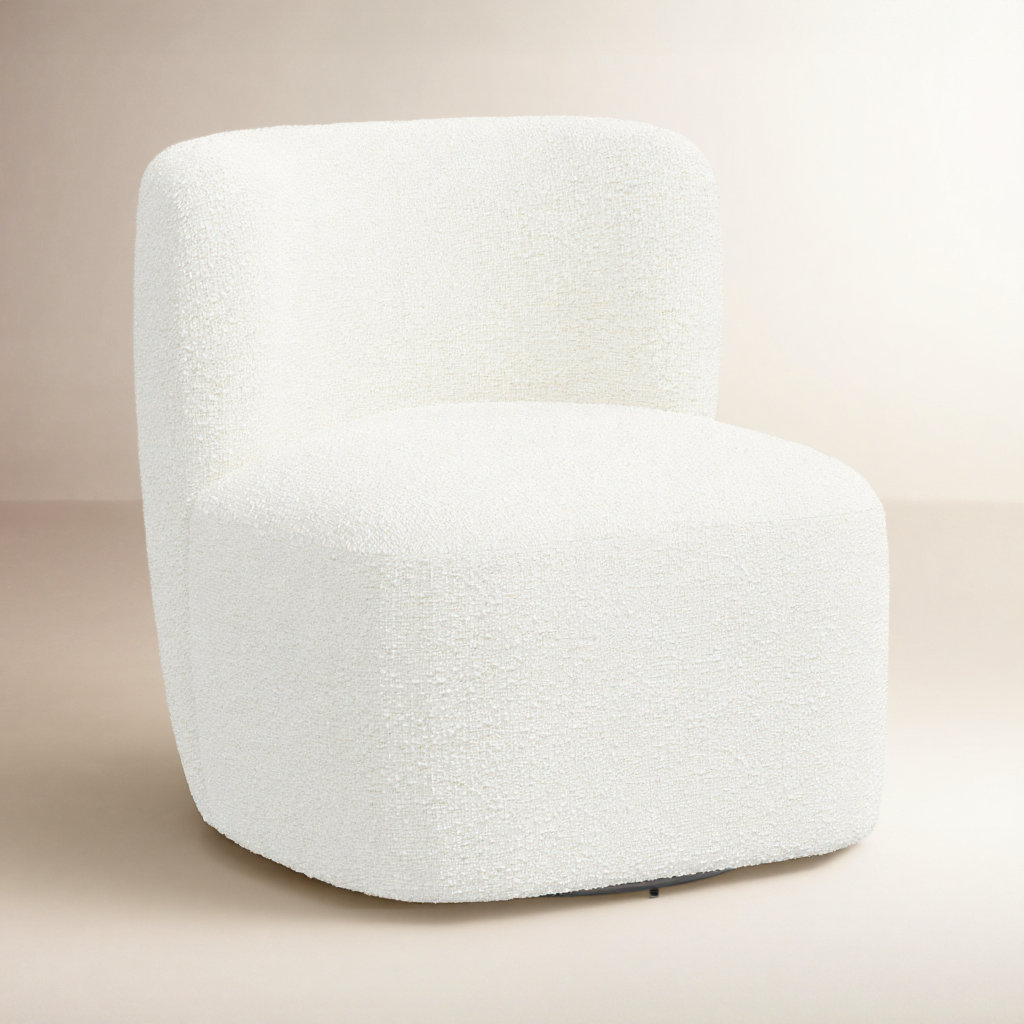 Mariza 28" W Swivel Lounge Chair, Classic Snow Boucle