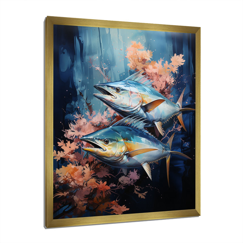 Zao " Fishing Majestic Marlins V ", Gold Picture Framed, 32" H x 24" W x 1" D