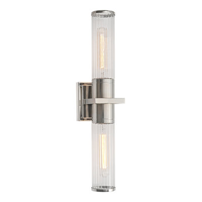 Positano - 2-Light Bathroom Vanity Light - 20.8"W - Polished Nickel - Clear Glass