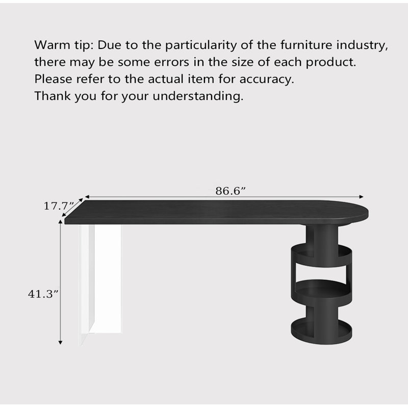 Table de bar multifonctionnelle en pin italien avec rangement, H 41,34 po x L 86,61 po x l 17,72 po