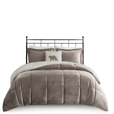 King Size Down Alternative Comforter - , Grey & With And Filling, 3" Overlap Shams +