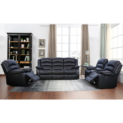 Emryn Faux Leather Manual Reclining Living Room Set