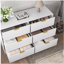 Commode moderne à 6 tiroirs, commode pour chambre à coucher, salon, couloir et entrée - grande armoire de rangement, panneau de tiroir blanc à motifs ondulés-68767729