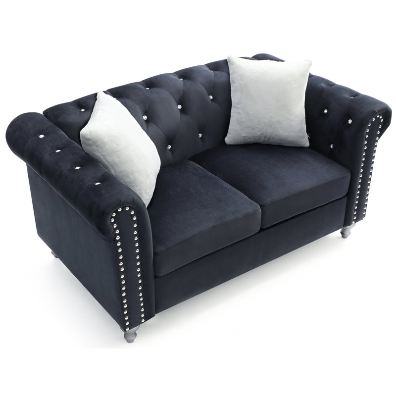 Stylish Contemporary Loveseat In Black, Black