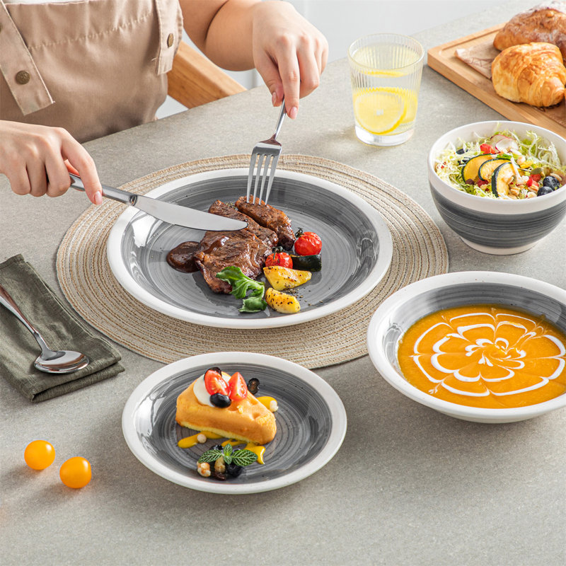32 Piece Dinnerware Set, Service for 8, Grey