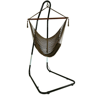 Poe Caribbean-Style Hammock Hanging Chair with Adjustable Stand - Mocha