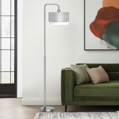 64.1'' Silver Floor Lamp Metal Modern Standing Lamp for Living Room