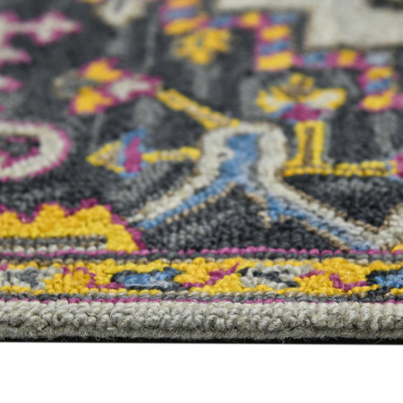 Shidler Hand-Tufted Vibrant Medallion All-Natural Wool Area Rug, Rectangle 8' x 11'