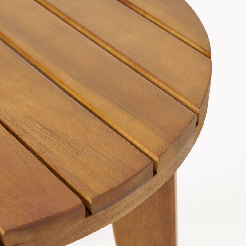 Table d'appoint d'extérieur en bois d'acacia 16 po, finition teck, Bois manufacturé, Teck