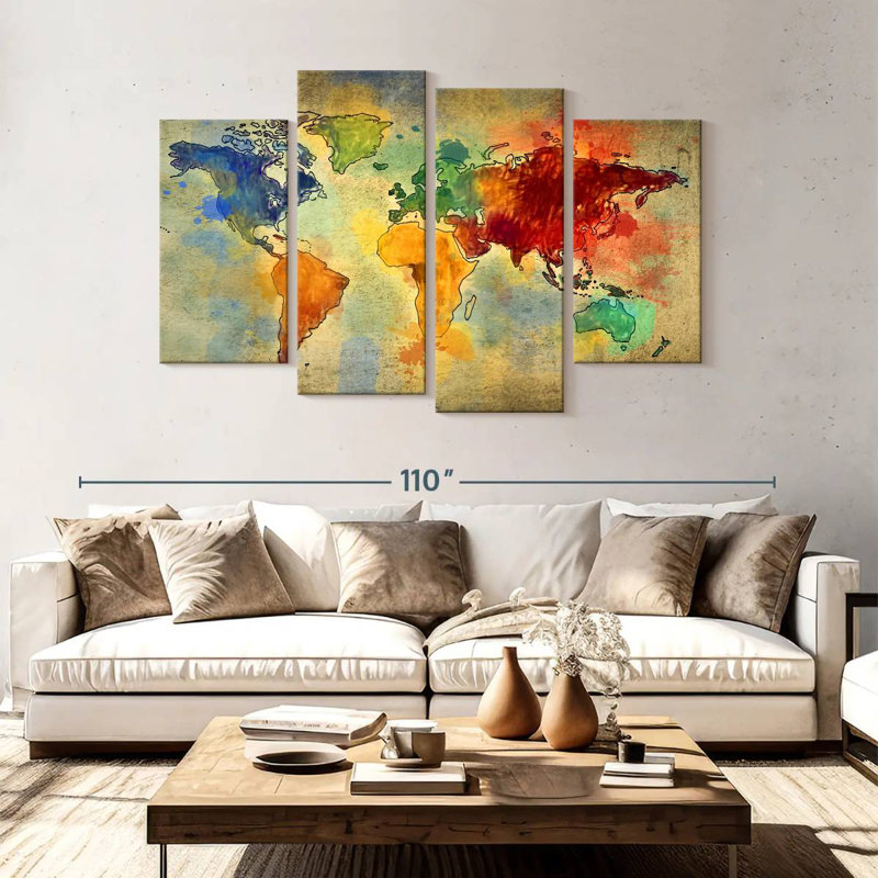 Aliaz World Travel Map, 54" H x 84" W