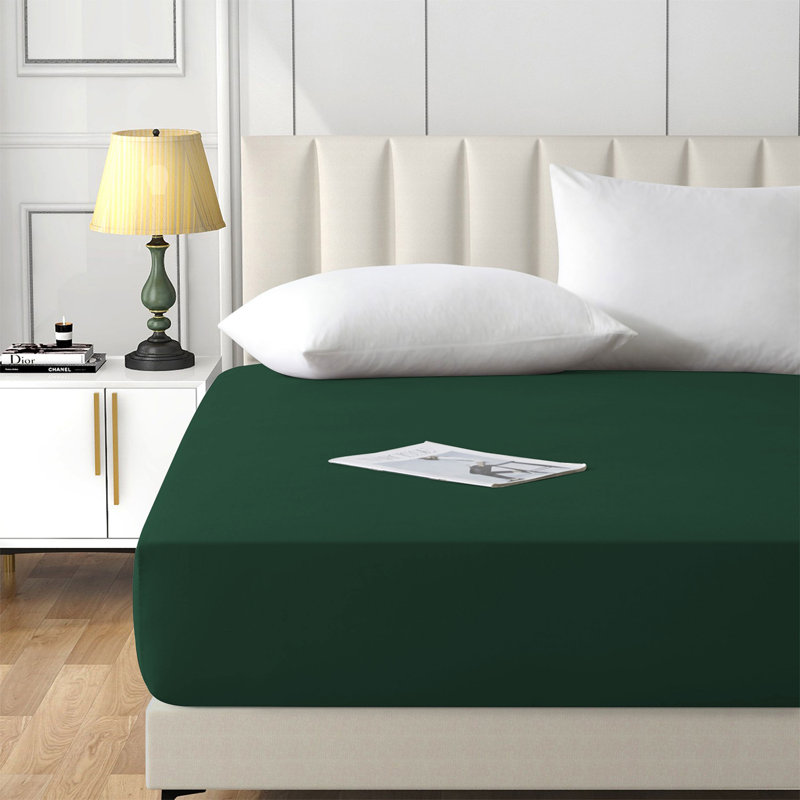 Brushed Microfiber 40cm Deep Fitted Bed Sheet, Emerald, Super King (6')
