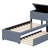 L-Shaped Upholstered Platform Bed With Trundle And Two Drawers Linked With Desk
