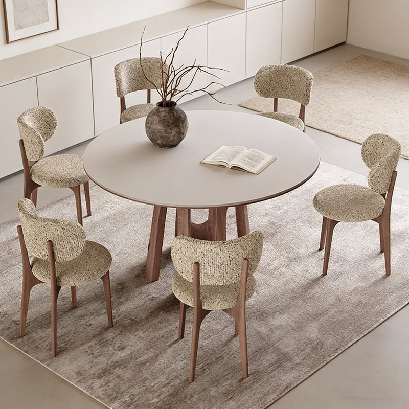 Table de salle à manger Wabi-Sabi, 7 pièces : table, 6 chaises, H 29,5 po x L 47,2 po x l 47,2 po