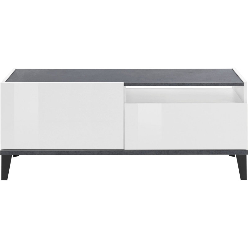 Puteaux Unfinished TV Stand, White Glossy/Slate