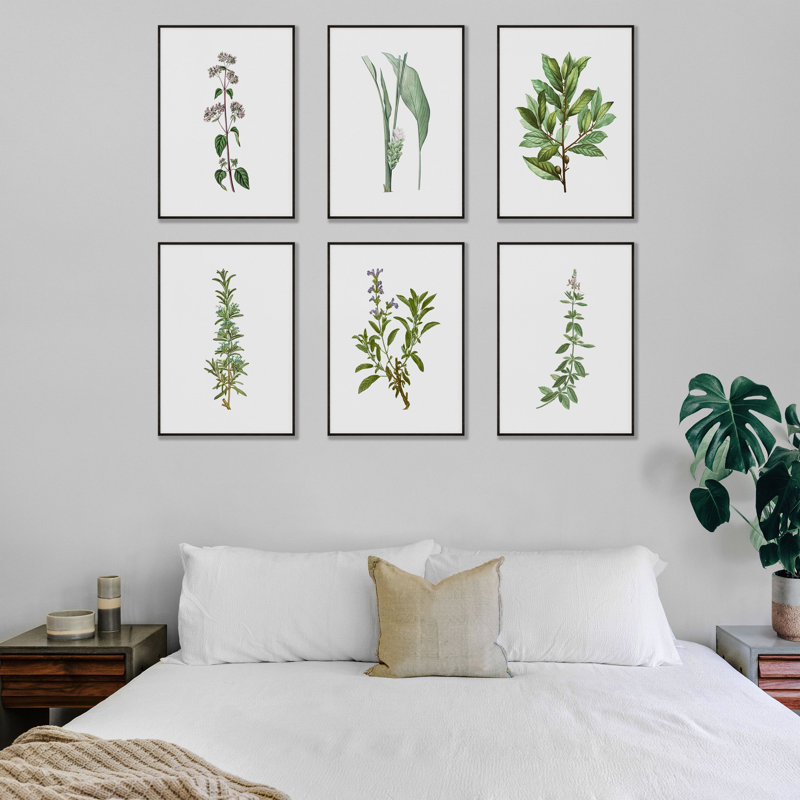 Ensemble de 6 pièces rétro floral sur papier, H 16 po x l 12 po