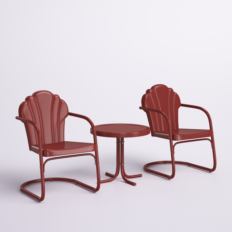 Ensemble de conversation en métal pour 2 personnes Burley, Satin rouge foncé