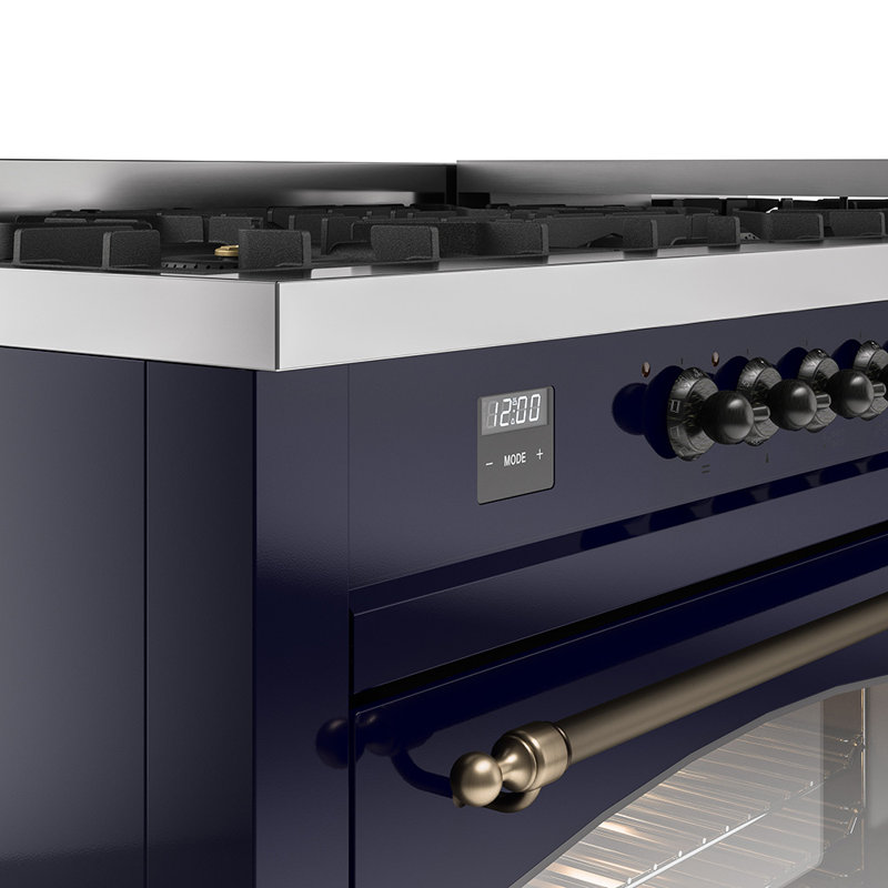 ILVE Nostalgie II 60 Dual Fuel Range, 9 Burners, Griddle, Antique White/Bronze, Natural Gas