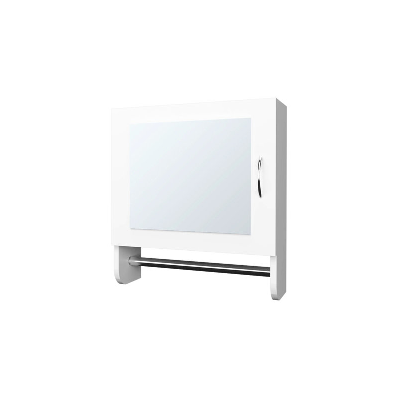 Armoire à pharmacie blanche pour salle de bain avec barre à serviettes et support à miroir intégré inclus - touche moderne